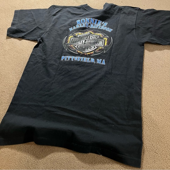 VINTAGE Y2K HARLEY-DAVIDSON TRIBAL FLAMES RONNIE’S PITTSFIELD MA LARGE T-SHIRT - Picture 1 of 14